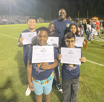 students on field